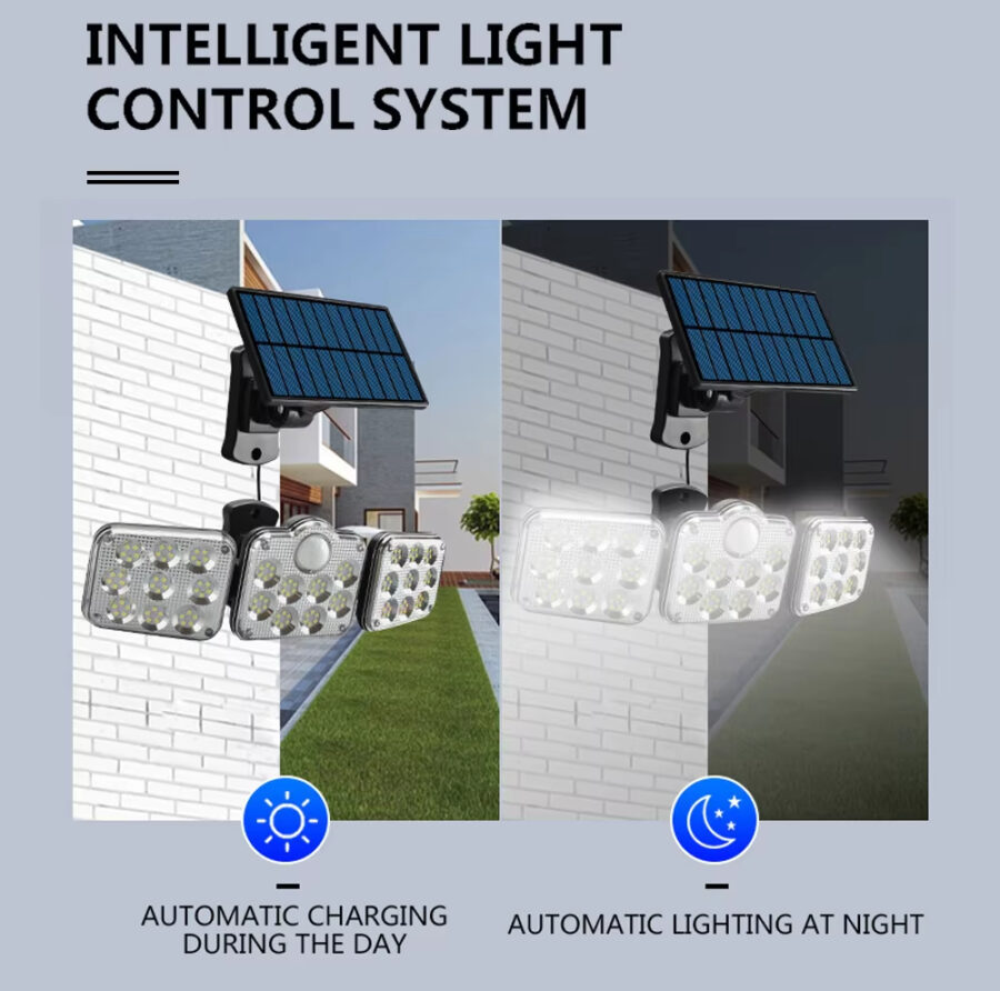 3 Head Motion Sensor 270 Wide Angle Illumination Waterproof  Solar Light | Outdoor Wall Lamp for Garden Garage - Image 3