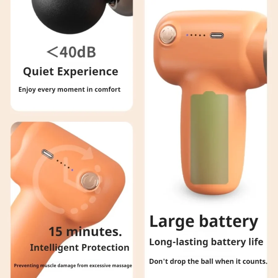 4 in 1 Compact Gun Massager | 5 Speed Levels | Portable Rechargeable Handheld Muscle Pain Reliever Device (Random color) - Image 14