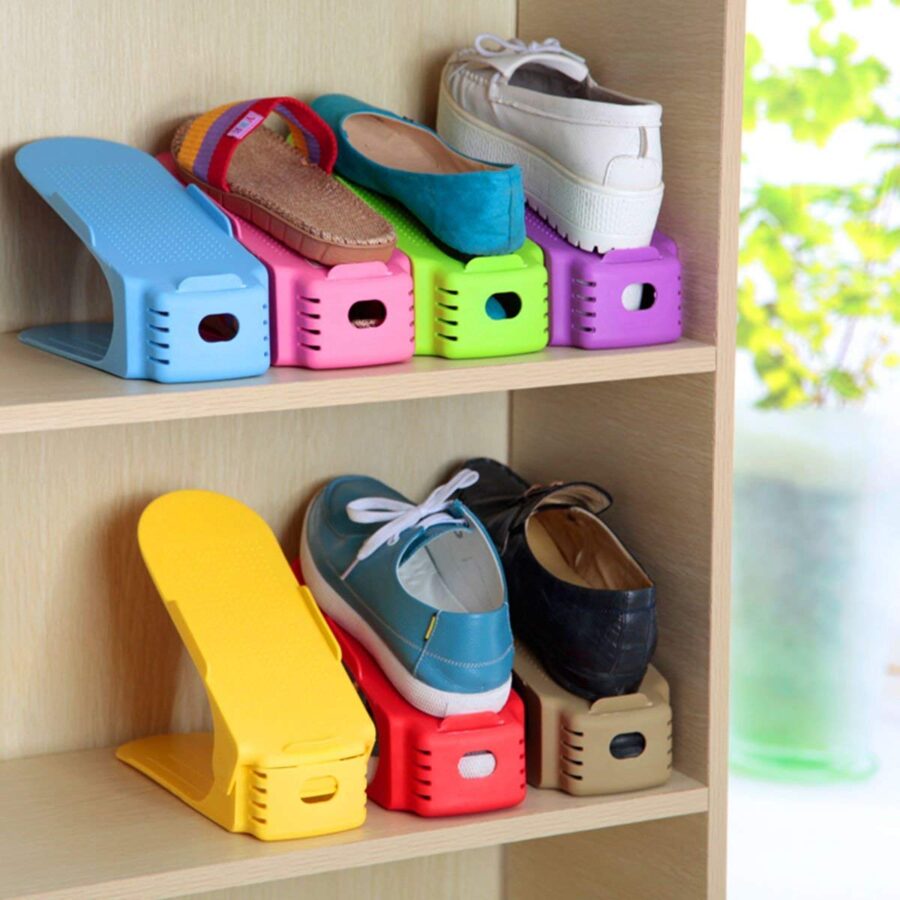 Double Layer Adjustable Shoe Bracket Storage Shoe Rack | 2 In 1 Foldable Shoe Holder Space Saving (Random color) - Image 6