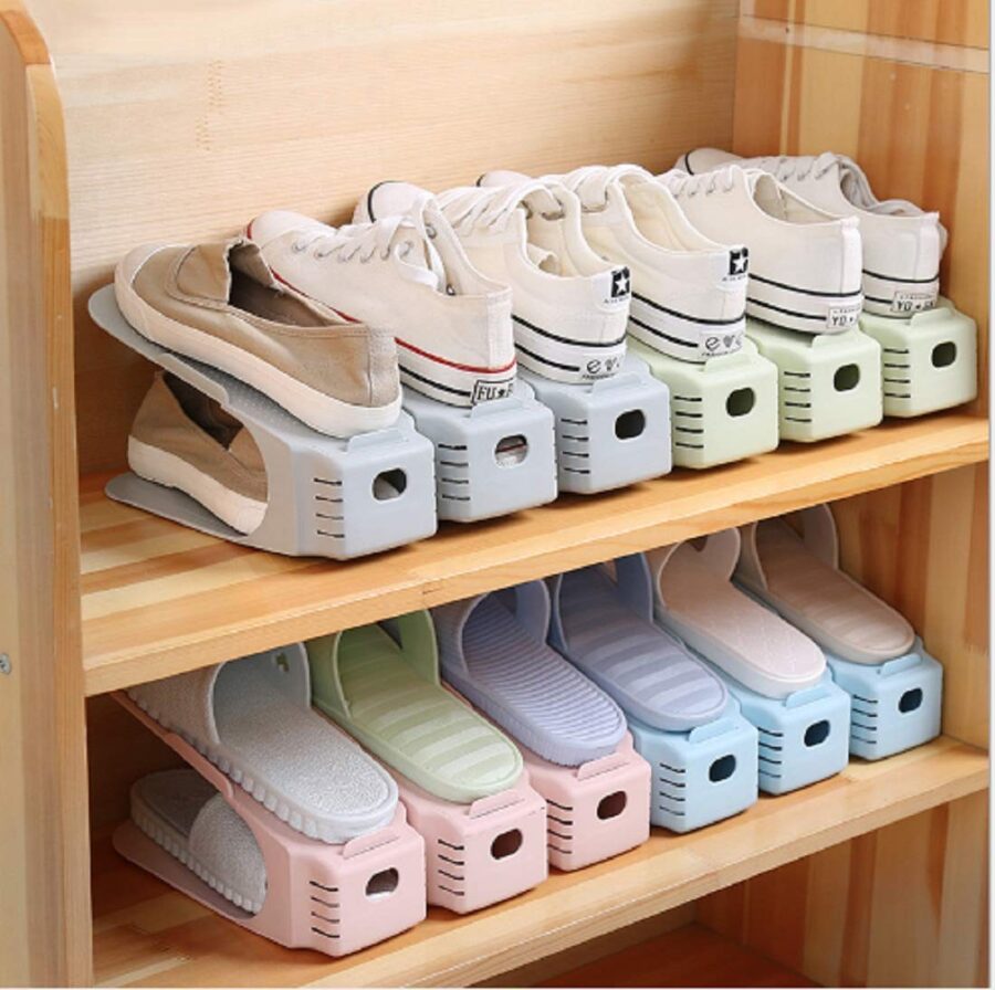 Double Layer Adjustable Shoe Bracket Storage Shoe Rack | 2 In 1 Foldable Shoe Holder Space Saving (Random color) - Image 7