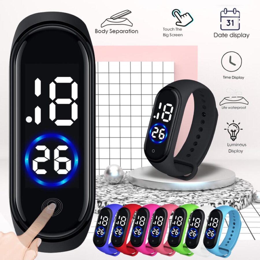 Digital Wrist Band Fashion Rubber LED Sports Unisex Watch Waterproof Men's Watch Women (without box)