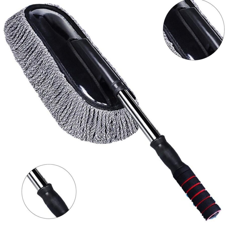 Car Cleaning Mop Removable Telescopic Wax Mop Dust Removal Car Wash Brush Microfiber Car Dust Cleaning Brushes Duster(random color ) - Image 2