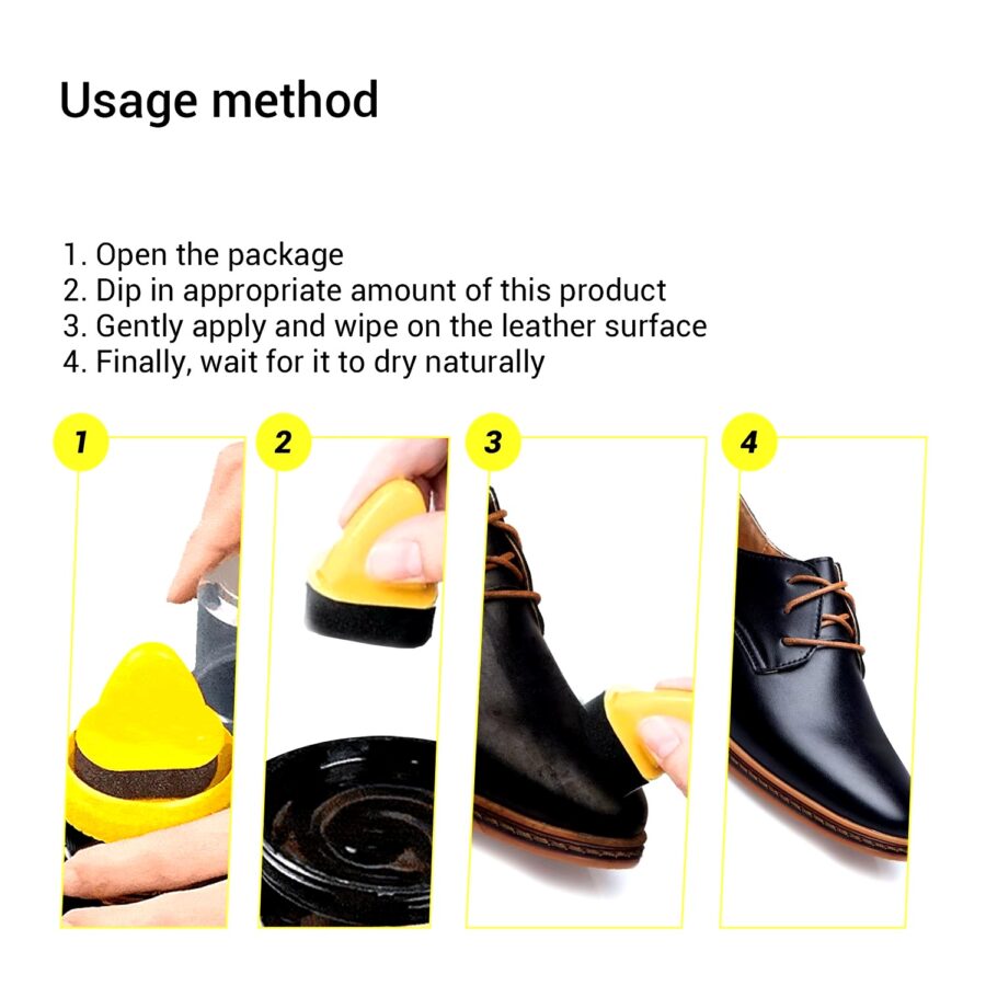 Black Leather Shoe Polish Cream with Sponge - Image 7