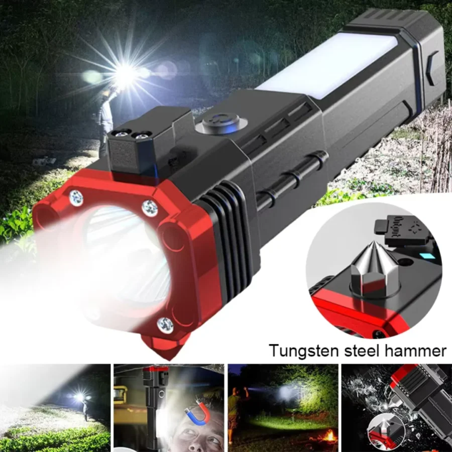 Multi-functional LED Flashlight ,torch ( Rechargeable ) with box (random Color) - Image 8