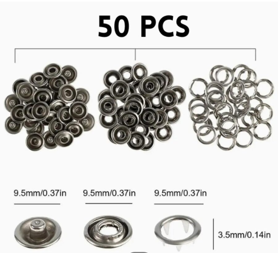 Imported Quality 50 Metal Snaps tich Buttons