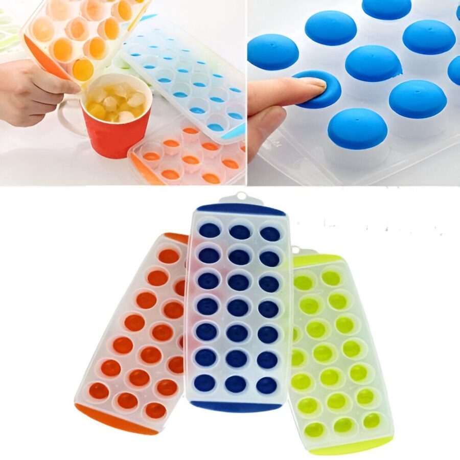 21 Grid Pop Up Ice Cube Tray With Lid Cover  (Random color)