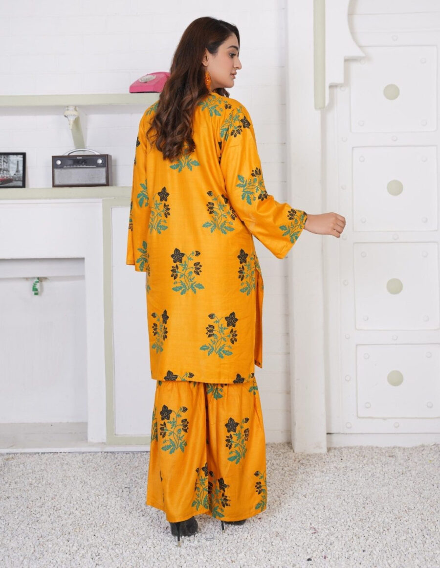 Lilen Block Flower Print 2pc Suit Shararah style - Image 26