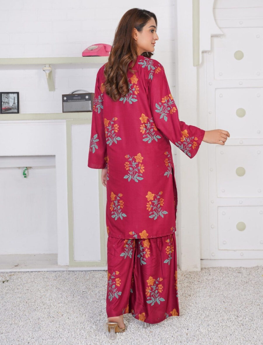 Lilen Block Flower Print 2pc Suit Shararah style - Image 33