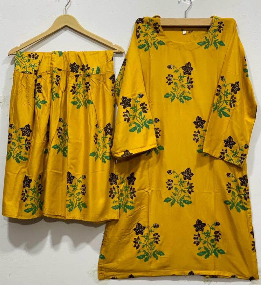 Lilen Block Flower Print 2pc Suit Shararah style - Image 10