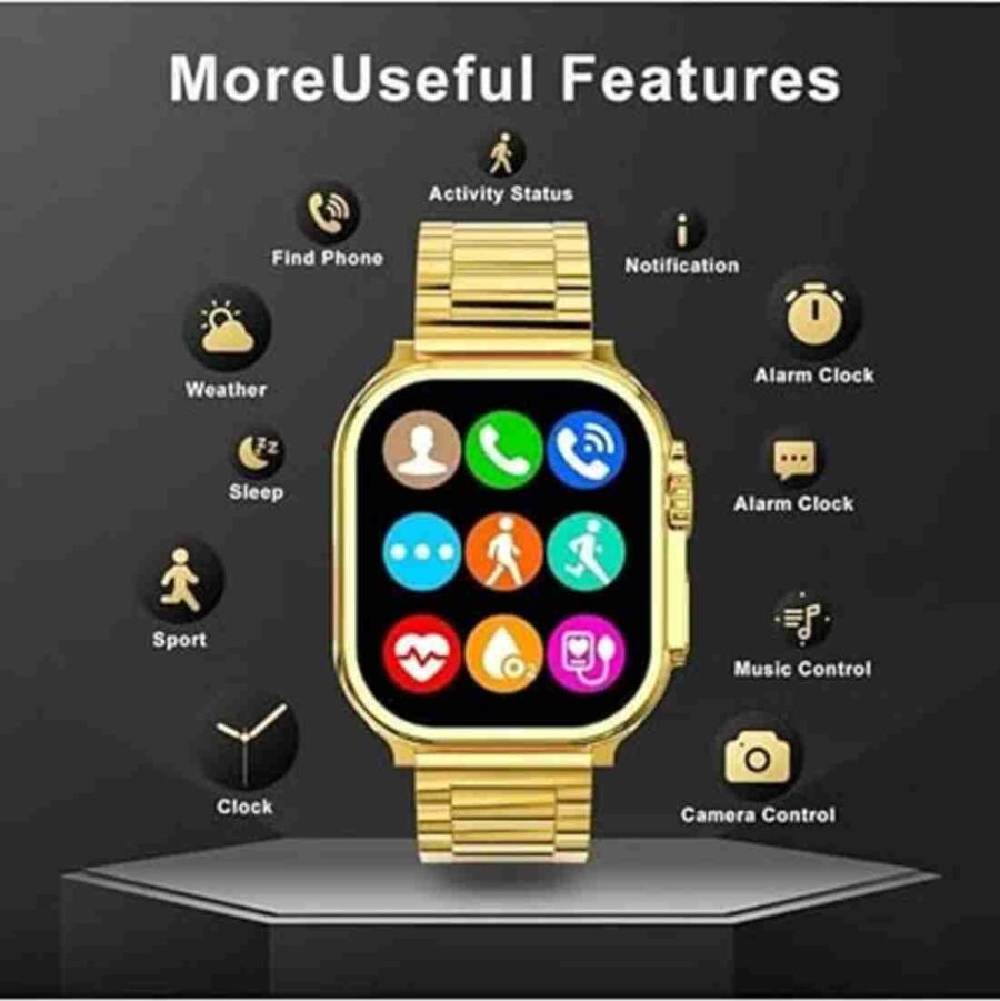 HK9 Ultra Max Golden Smartwatch With 2 Straps, Golden Edition(random color) - Image 4