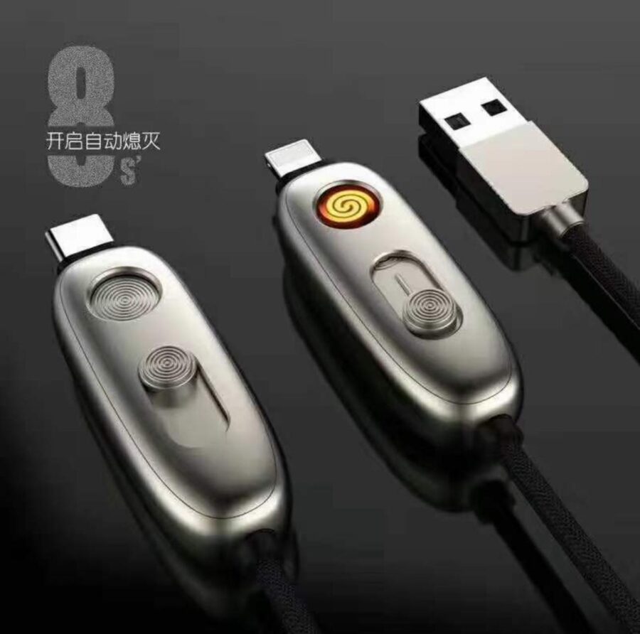 USB   Imported Metal Charging CABLE with LIGTHER (gray) - Image 2