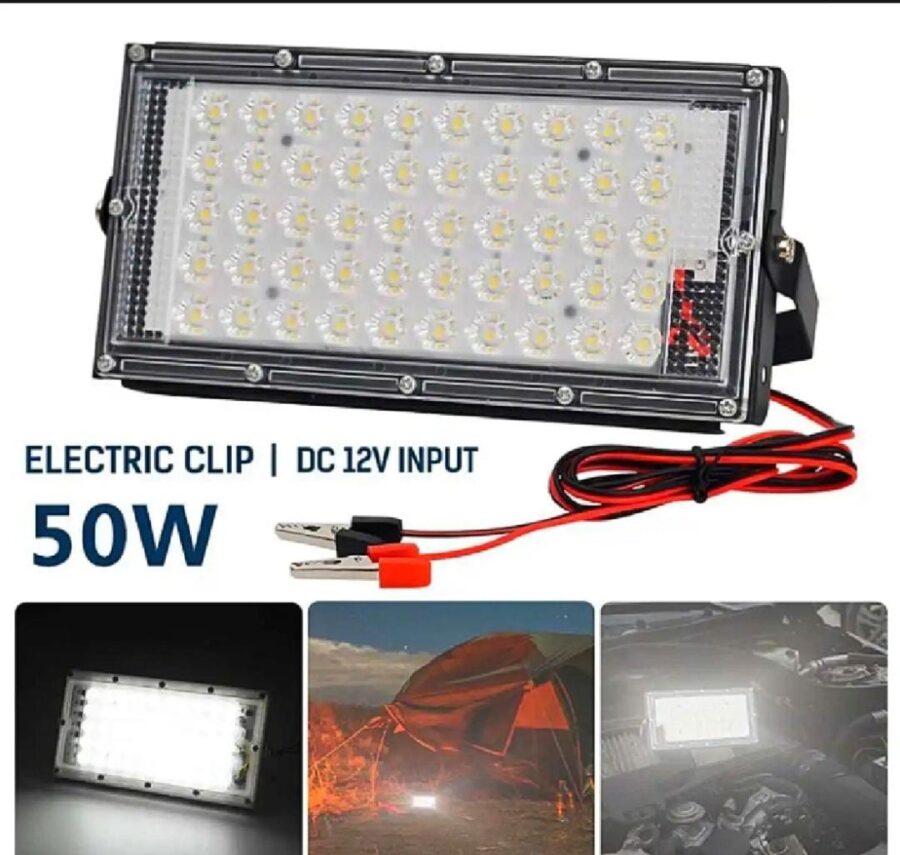 50 Watts LED Outdoor Flood Light Electric Clip  DC 12V Battery Operated