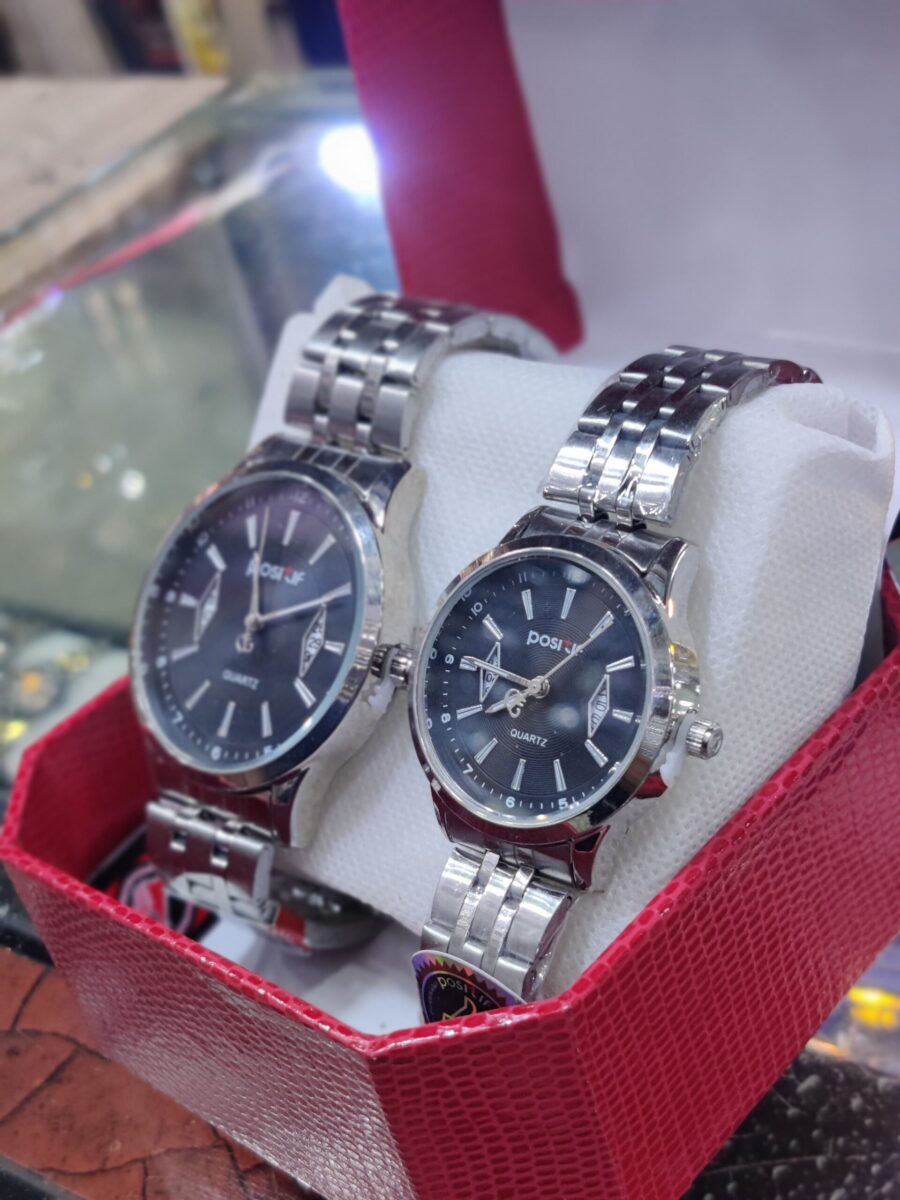 Positif Good Looking Dile Couple Watch With Steel Chain watch - Image 2