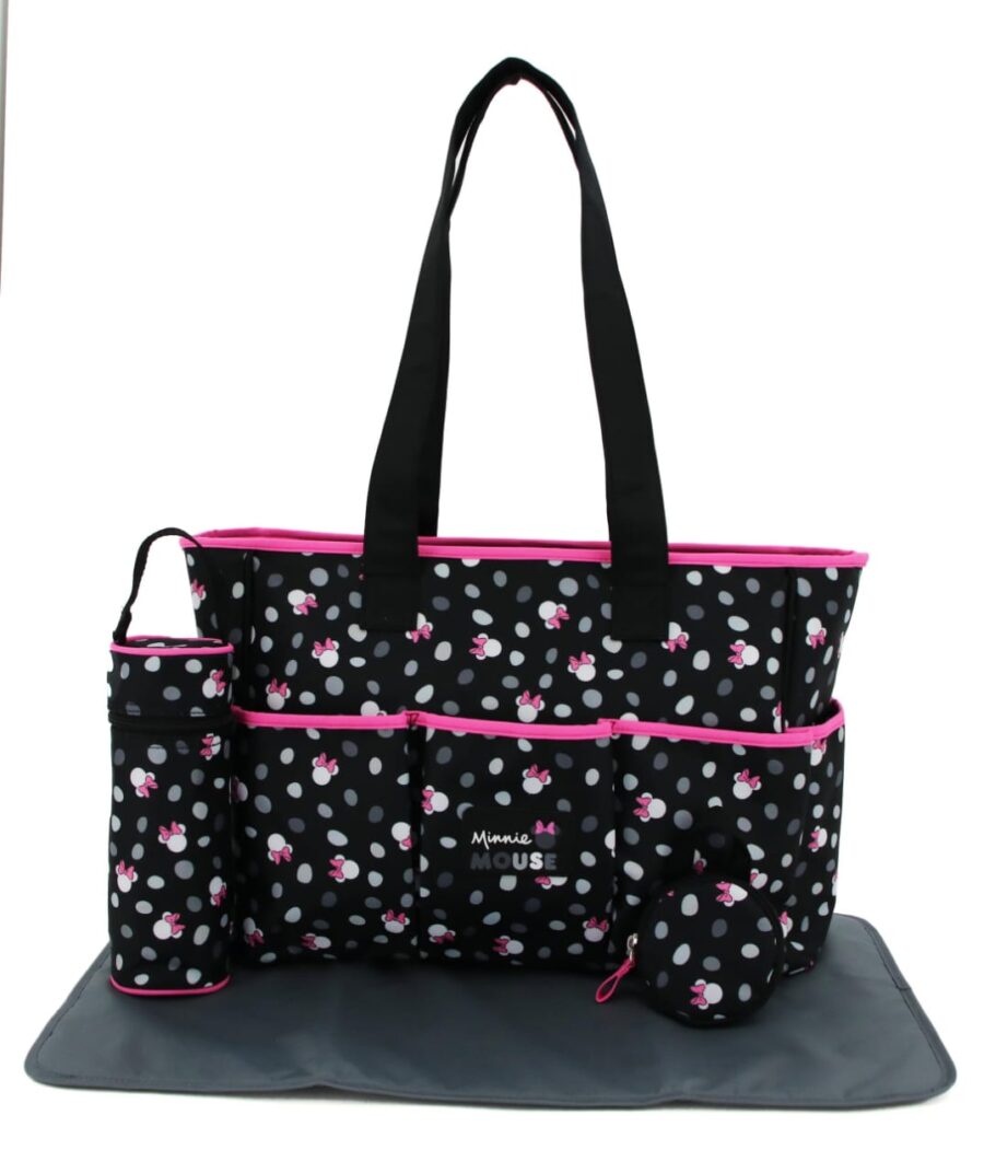 Stylish Disney Minnie Mouse Diaper Bag Set with Changing Pad & Bottle Holder - Image 4