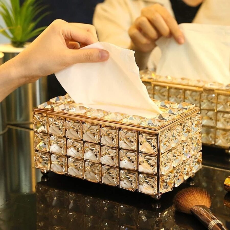 Tissue Holders Rectangular Crystal Tissue Box Cover Decorative Toliet Paper Box