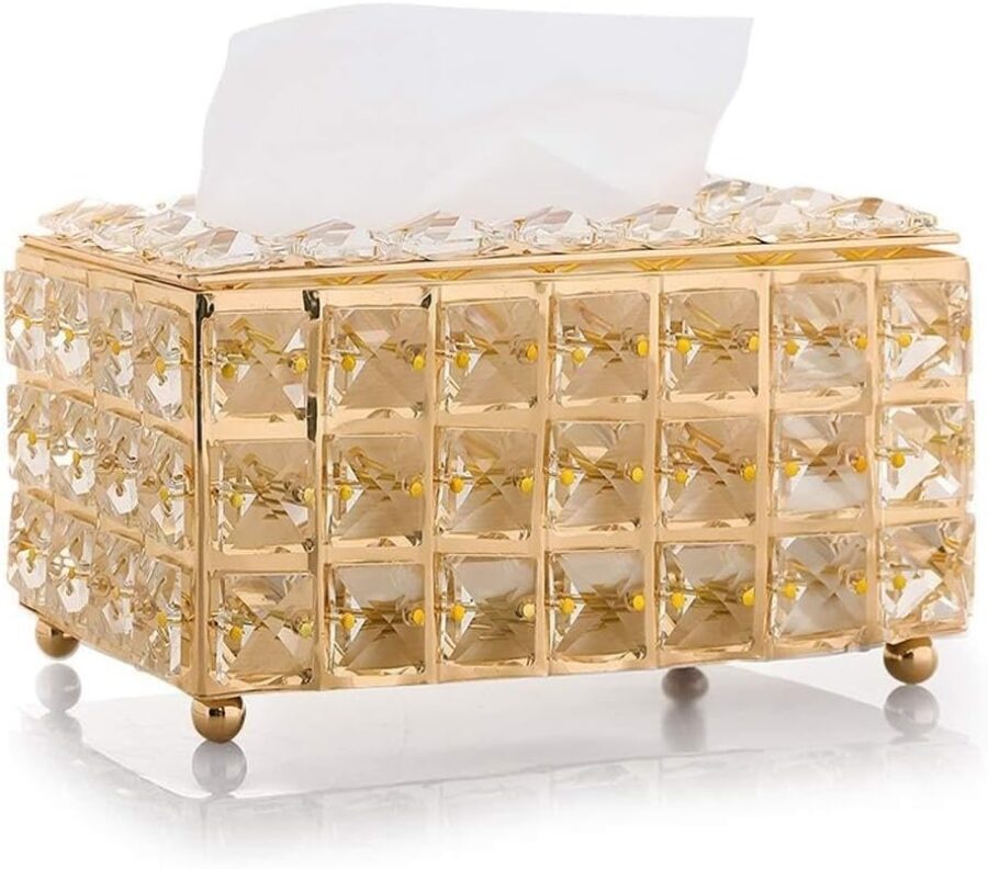 Tissue Holders Rectangular Crystal Tissue Box Cover Decorative Toliet Paper Box - Image 3