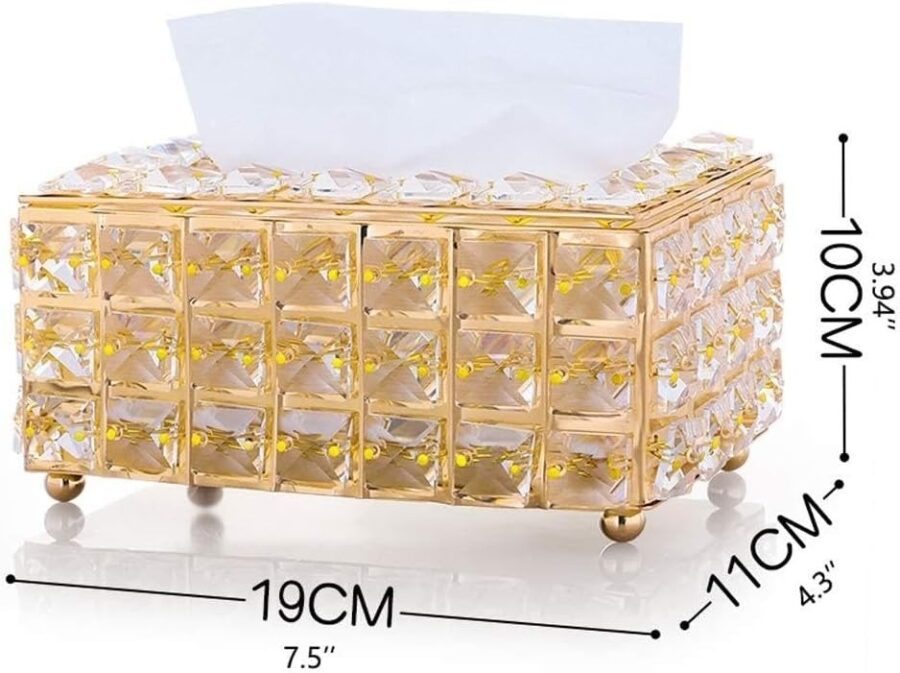 Tissue Holders Rectangular Crystal Tissue Box Cover Decorative Toliet Paper Box - Image 4