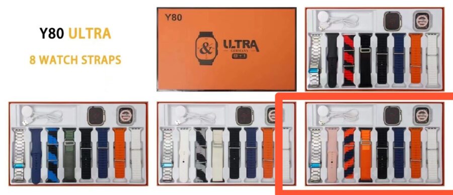 Y80 Ultra 8 In 1 Smart Watch With 8 Straps (Random color) - Image 2