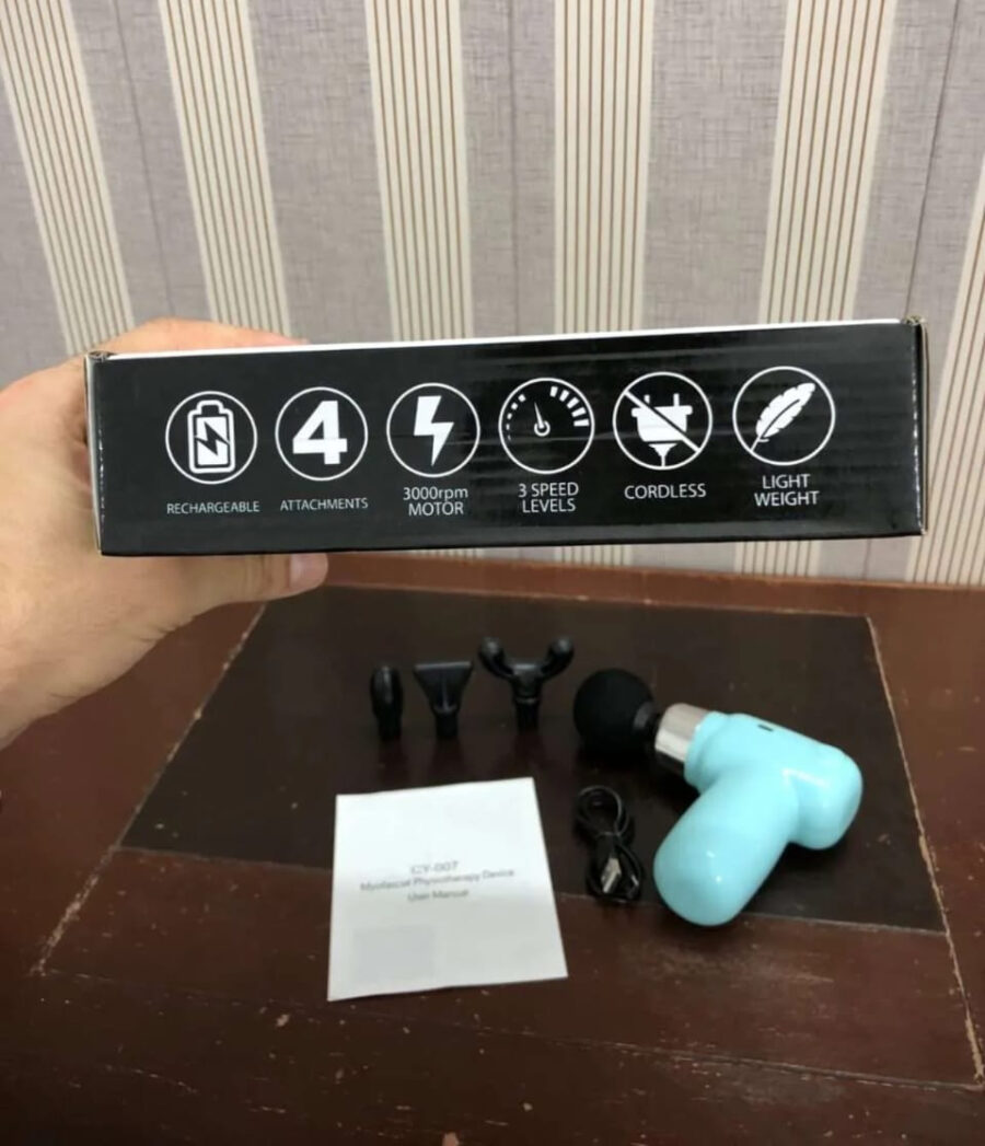 4 in 1 Compact Gun Massager | 5 Speed Levels | Portable Rechargeable Handheld Muscle Pain Reliever Device (Random color) - Image 20