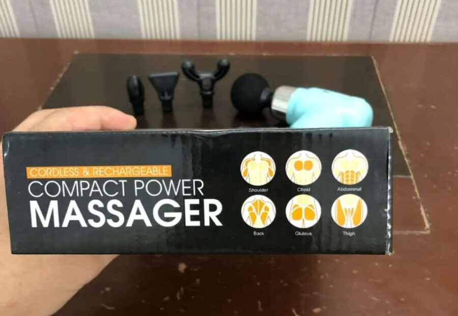 4 in 1 Compact Gun Massager | 5 Speed Levels | Portable Rechargeable Handheld Muscle Pain Reliever Device (Random color) - Image 4