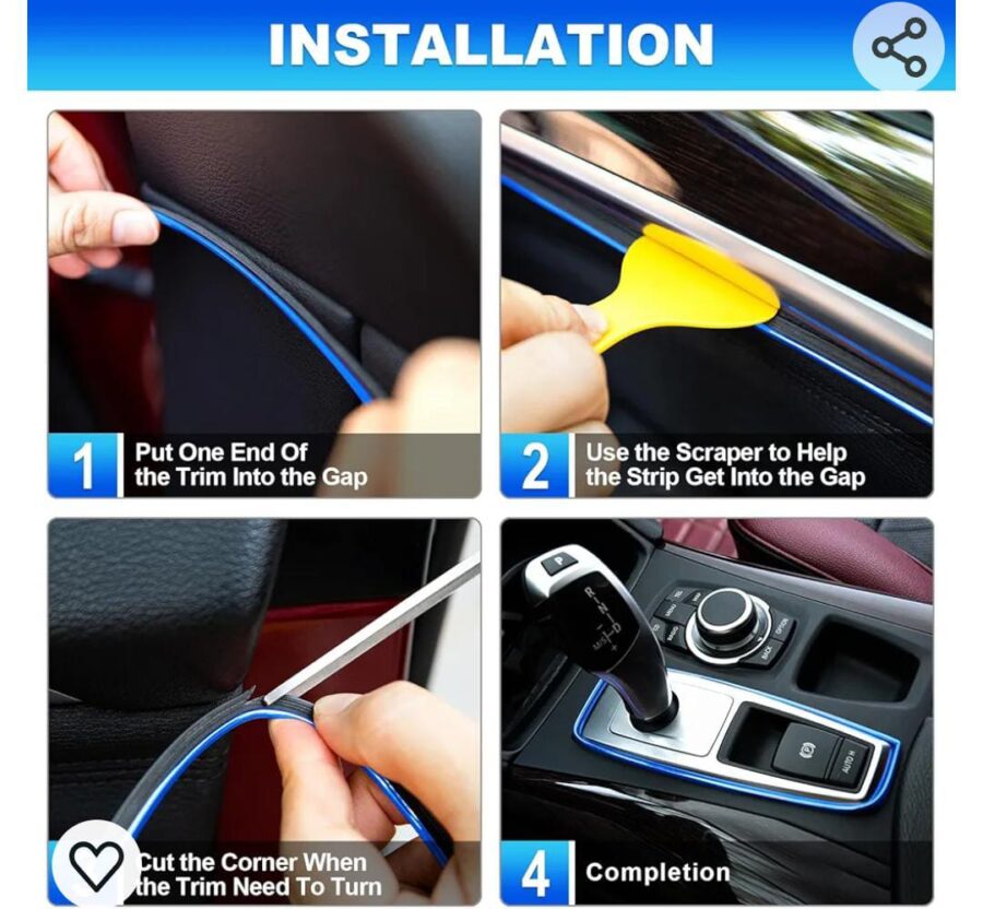 5M Cars Auto Accessories Dashboard Car Styling Interior Decoration Strips Moulding Trim (red color) - Image 3