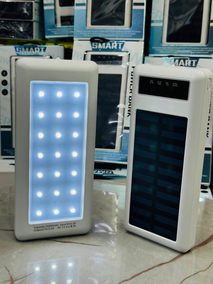 Imported 20,000mAh Solar and USB Chargeable Power Bank with LED Flashlight