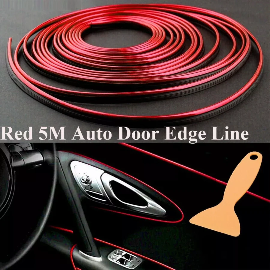 5M Cars Auto Accessories Dashboard Car Styling Interior Decoration Strips Moulding Trim (red color)