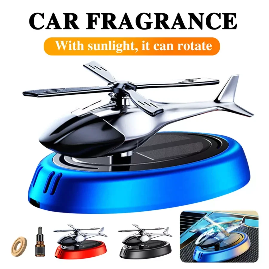 Solar Car Air Freshener | Solar Energy Rotating Helicopter Aroma Diffuser for Car (Random color) - Image 3