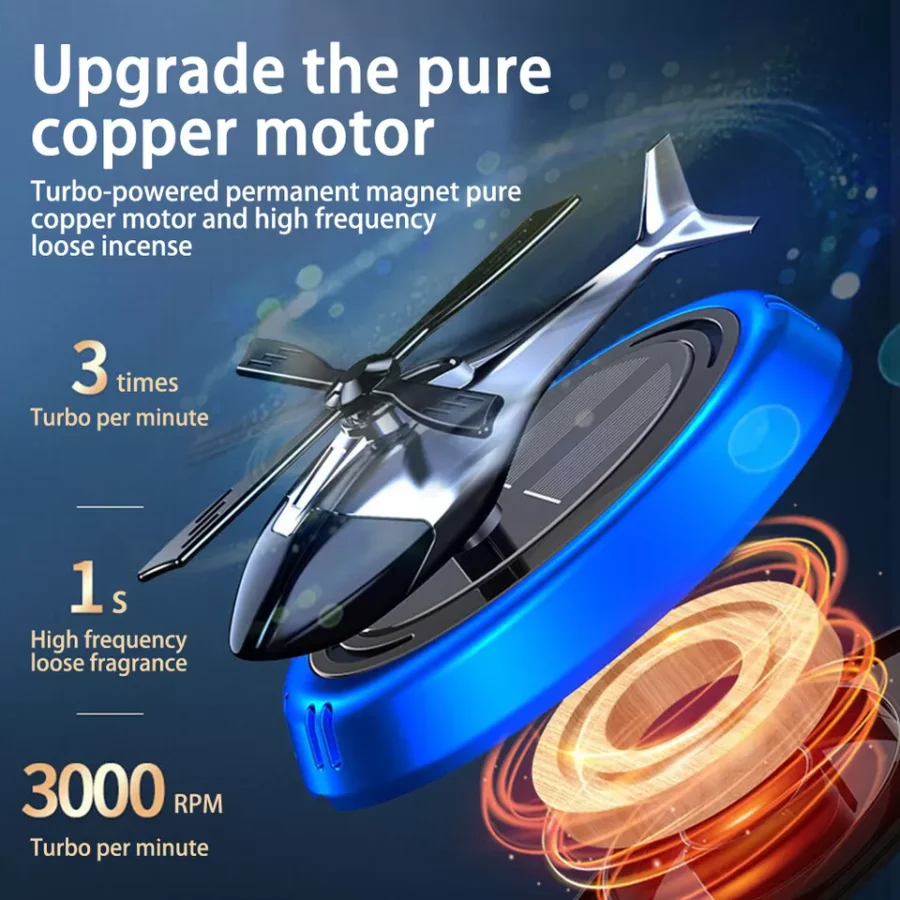 Solar Car Air Freshener | Solar Energy Rotating Helicopter Aroma Diffuser for Car (Random color) - Image 7