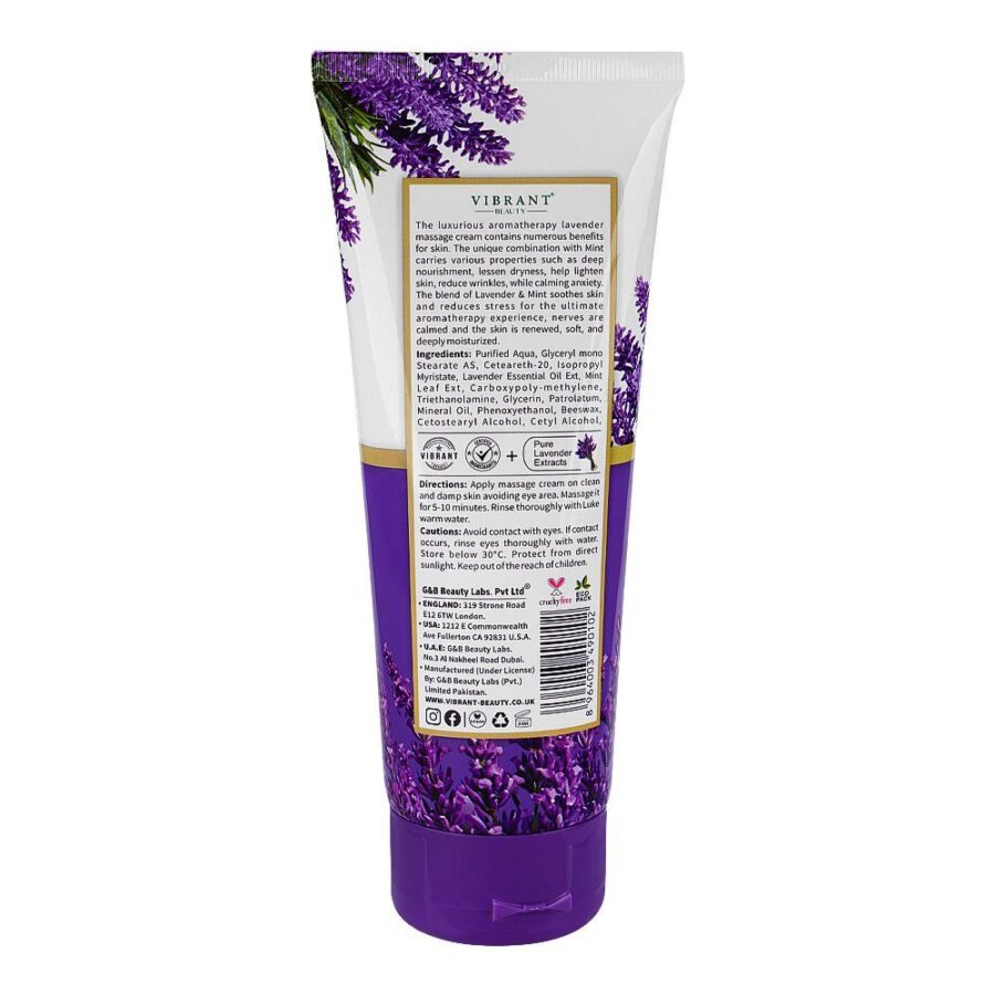 Vibrant Beauty Mini Spa Luxurious Lavender+Mint Skin Brightening Massage Cream With Ultra Moisturising (200ml) - Image 5