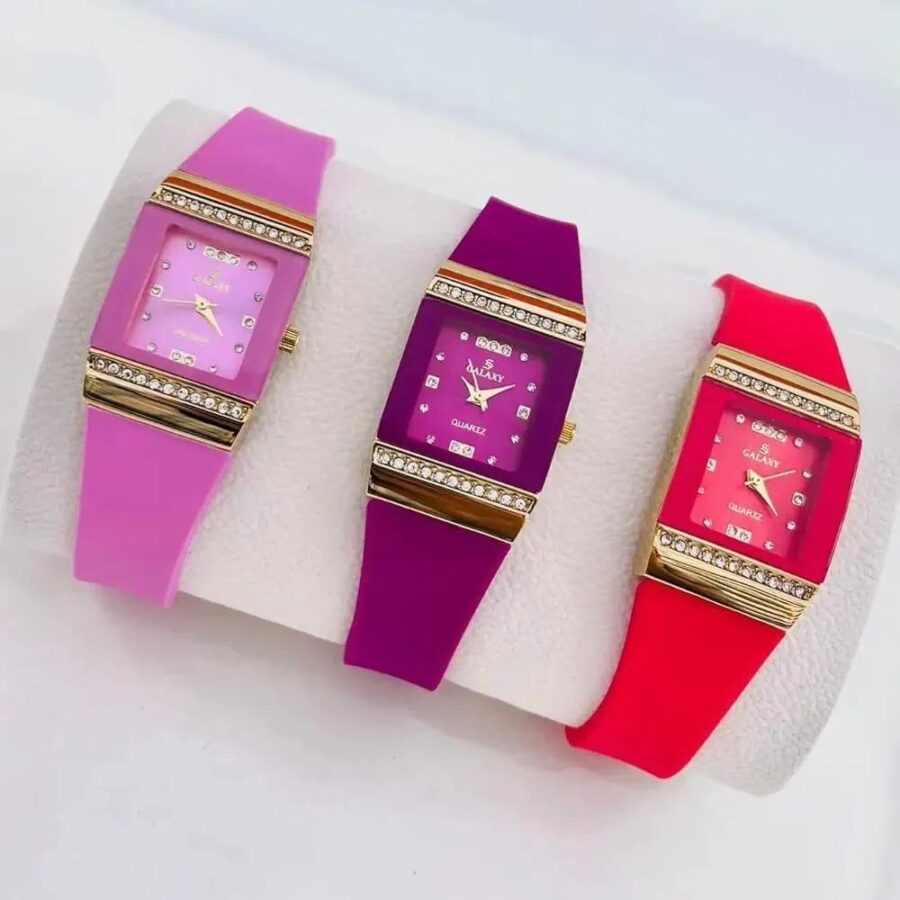 NEW STYLE LADIES RUBBER STRAP WATCH (random color) (without box ) - Image 3