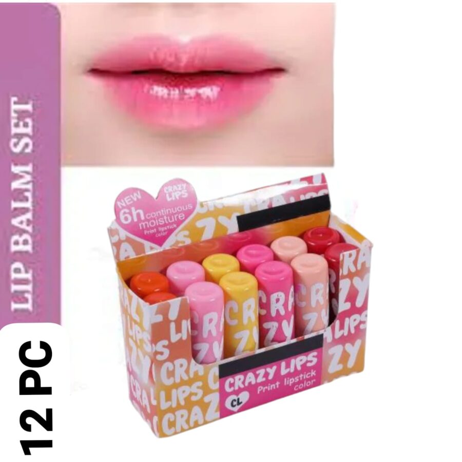 12 PC Crazy Lips Lip Balm ( Multicolour )