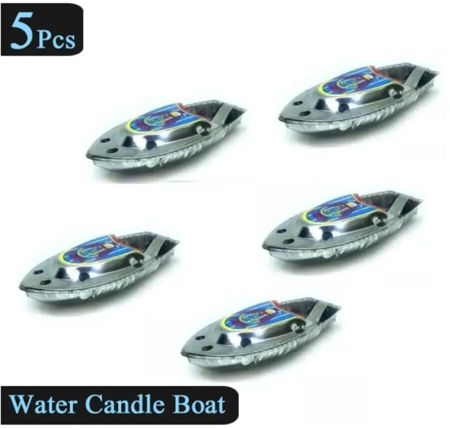 5 Pcs Set - Water Candle Boat Alloy Tin Metal Toy For Kids Boys and Girls - Bath Baby Toy Swimming Fun Toys - PoP PoP Sound