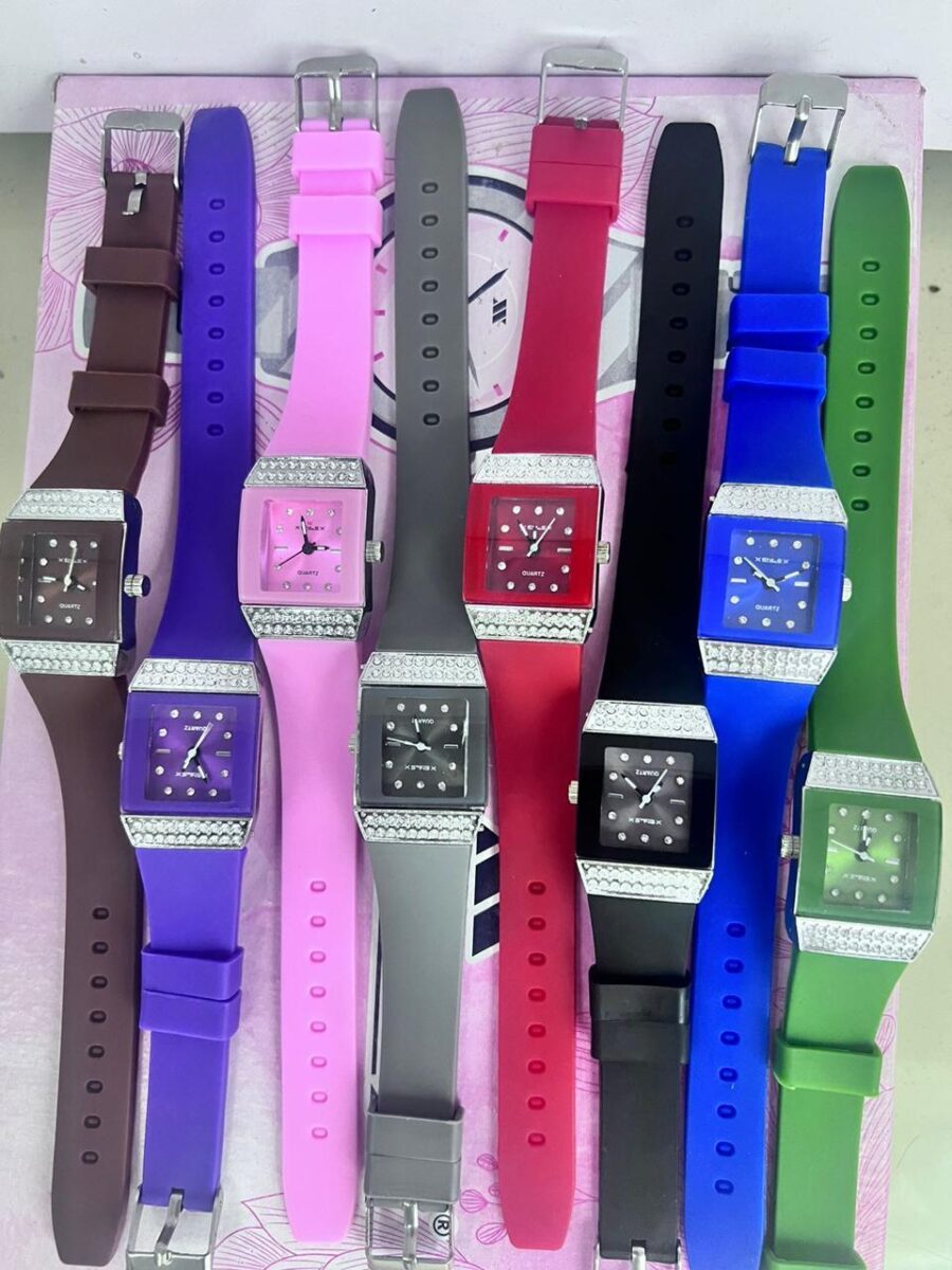 NEW STYLE LADIES RUBBER STRAP WATCH (random color) (without box )