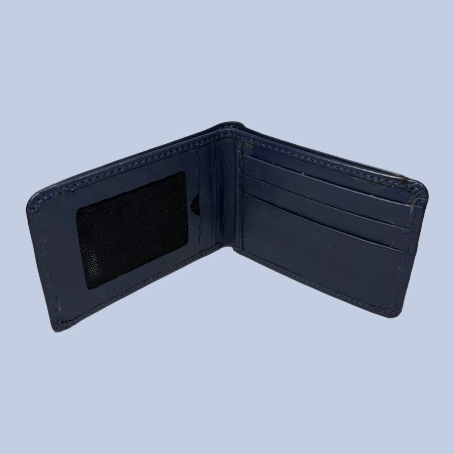 buffalo Leather  Plain Wallet Men Short Wallet Purse Small Vintage Wallets Card Holder ( dark blue ) - Image 7