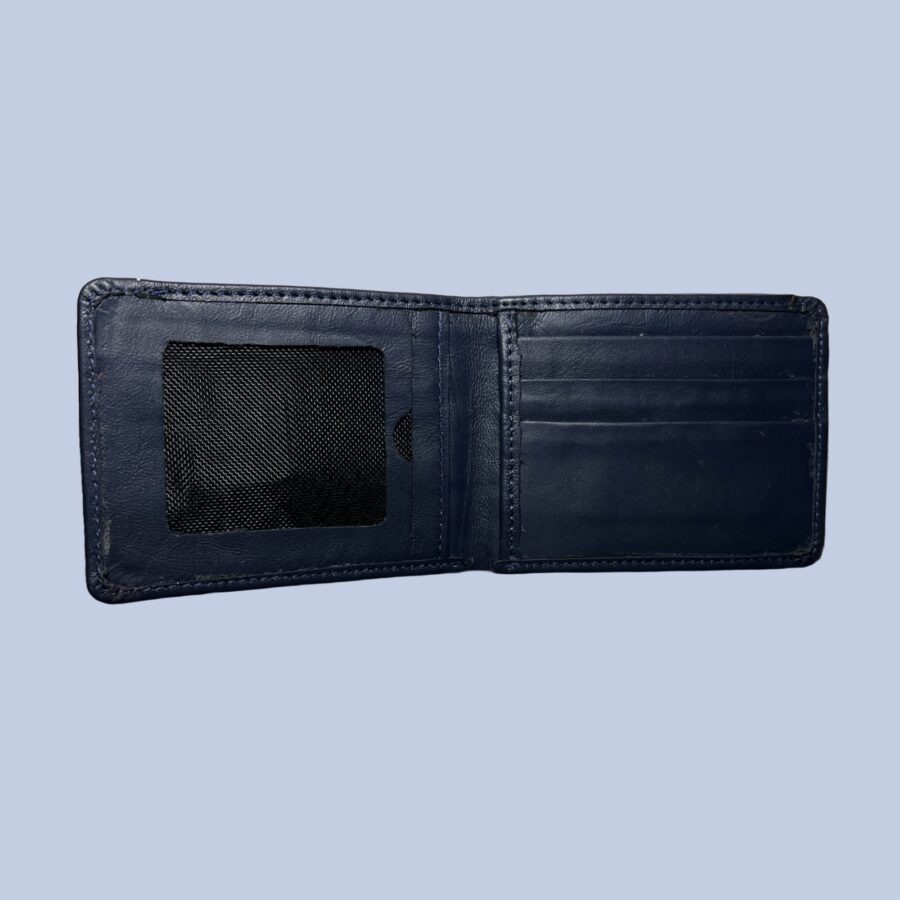 buffalo Leather  Plain Wallet Men Short Wallet Purse Small Vintage Wallets Card Holder ( dark blue ) - Image 8