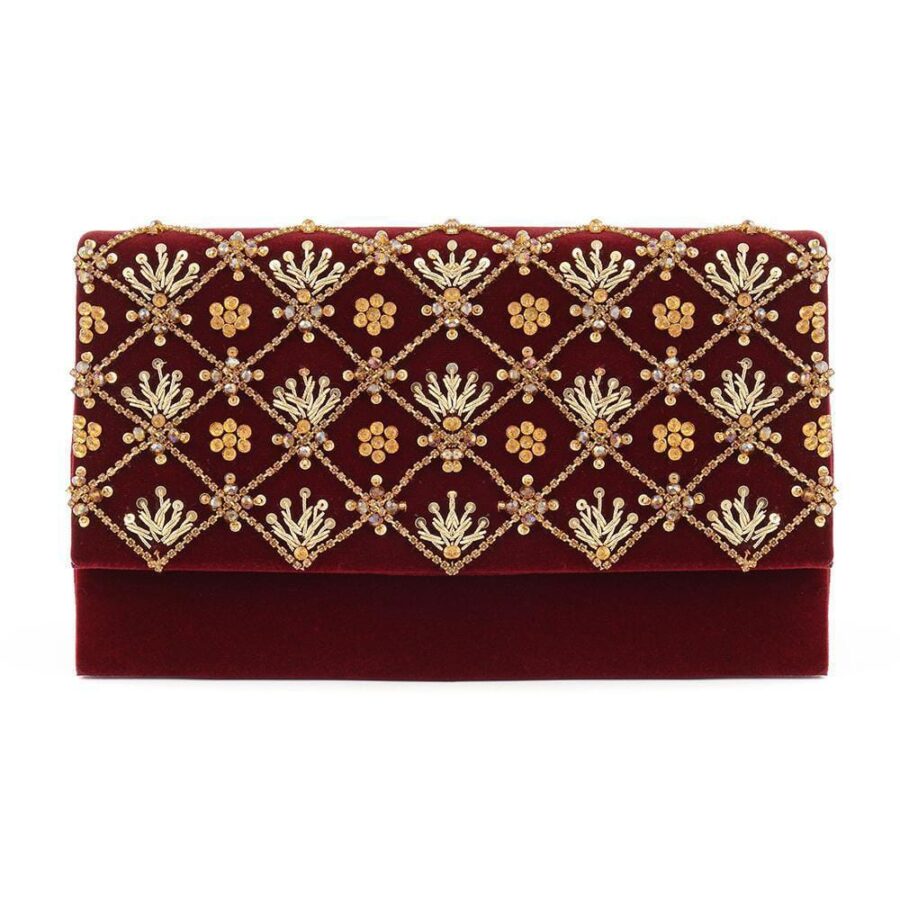 Women's Velvet Embroidered Fancy Hand Clutch for women's - Image 5