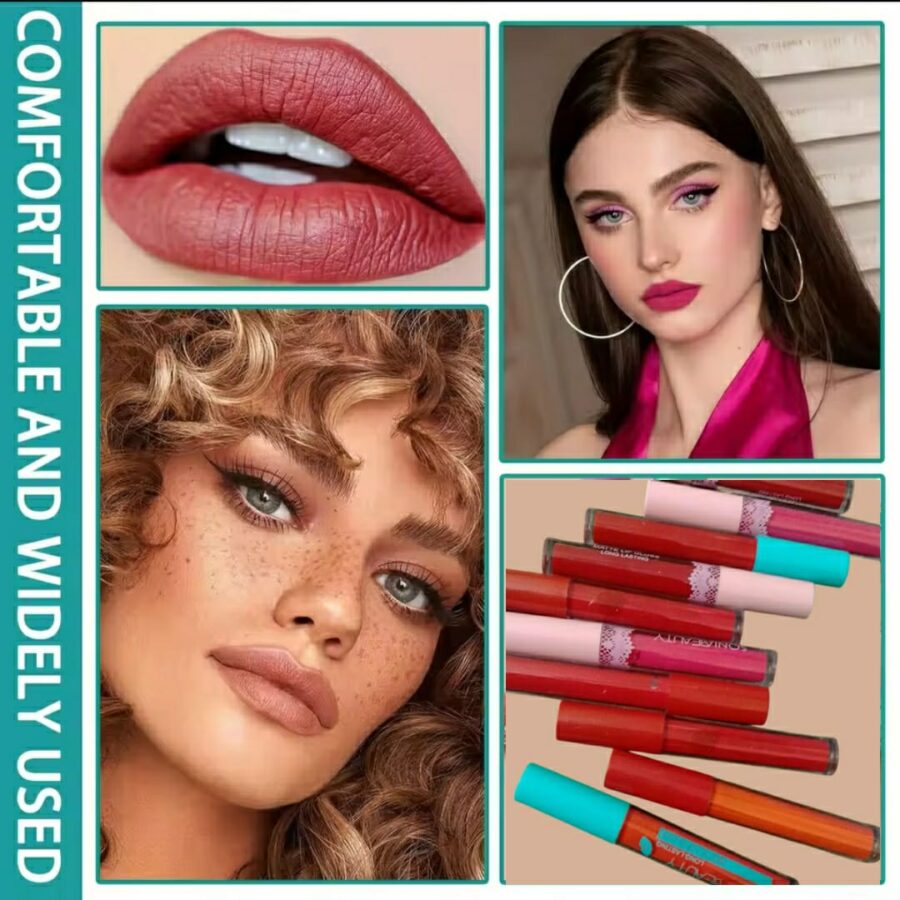 Pack of 6 High Pigment Long Lasting Matte Lipgloss Soft & Matte Texture Hydrating Lipgloss (Random Color)