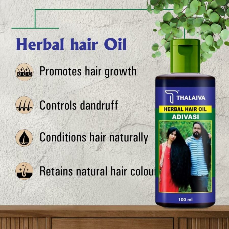 Adivasi Herbal Hair Oil Natural Pure Herbal Hair Oil 120ml (Without Box) - Image 7