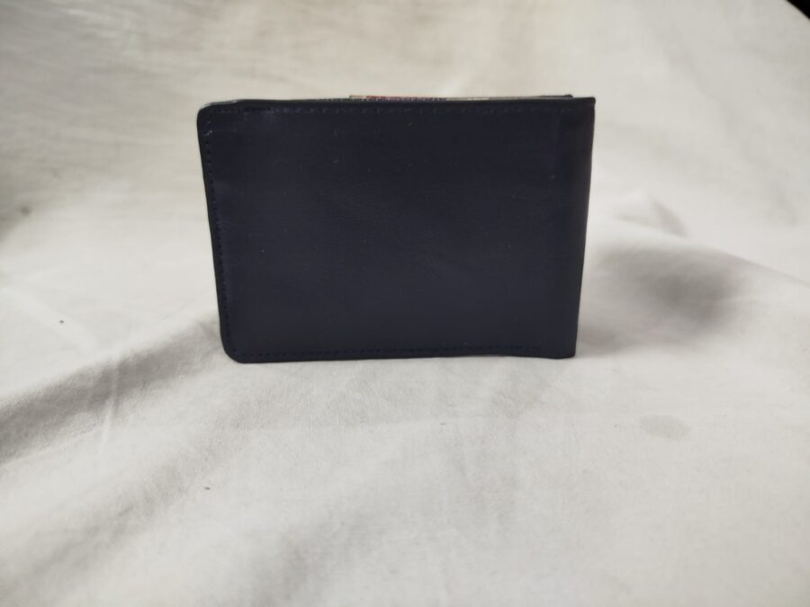 buffalo Leather  Plain Wallet Men Short Wallet Purse Small Vintage Wallets Card Holder ( dark blue ) - Image 2