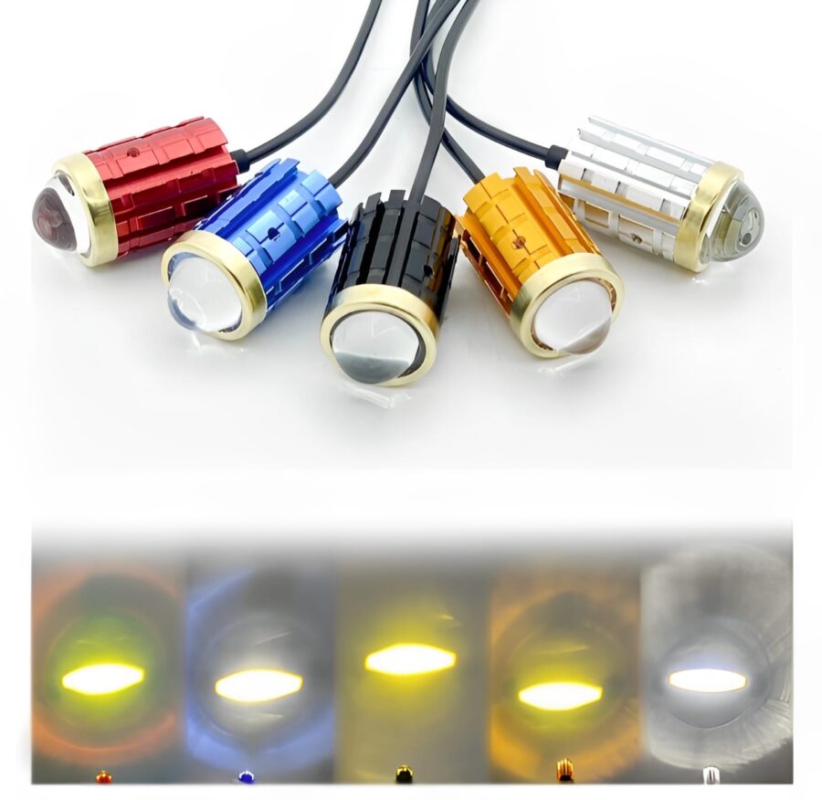 New Mini Driving Fog Light for All Motorcycle, Cars, Jeep 4 Functions White,Yellow,,Combo And Flasher Lens Projectors Auxiliary Light(Random Color)