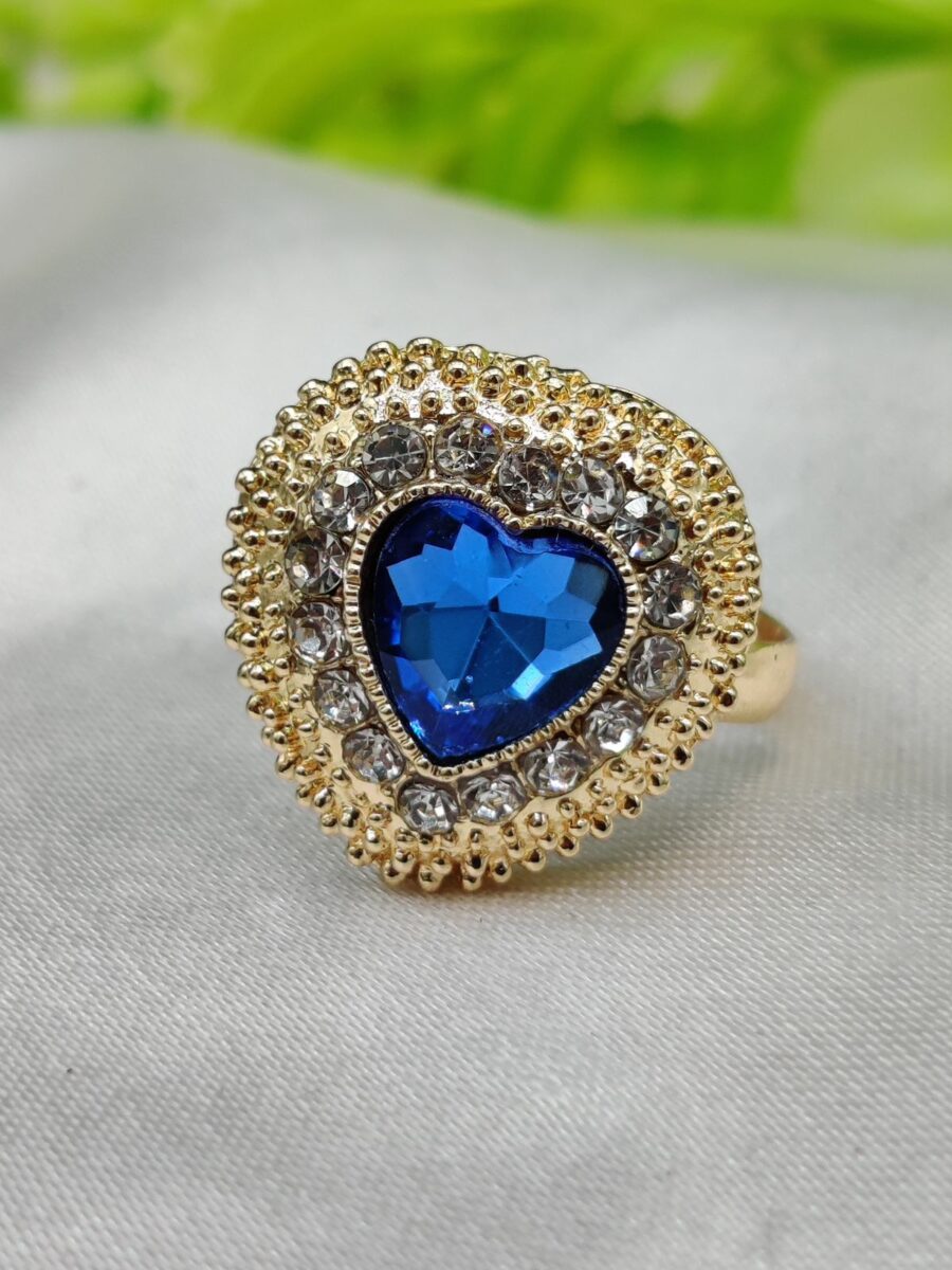 1 Piece Imported Heartfelt Elegance Blue Crystal Ring | Adjustable Ring – Timeless Charm 💙 | Best Quality Adjustable Ring For Girls & Women - Image 2