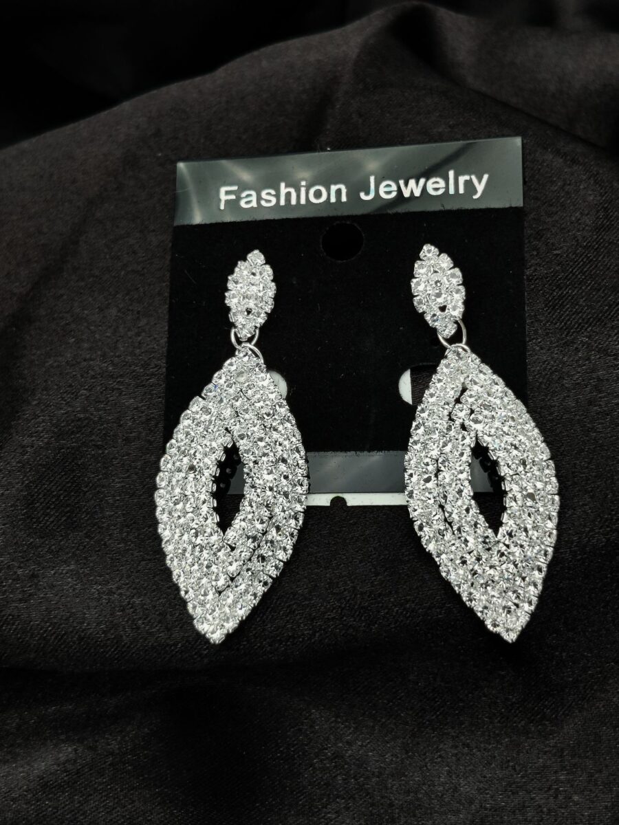 Imported Earrings In Multiple Design | Tarnish-Free Diamond-Shape, Heart Fringe, Long Heart Fringe, Radiant, Diamond Cascade Design Earrings| Luxury Look Artificial Earrings | Girls Earrings | Women Earrings ( Silver ) - Image 12