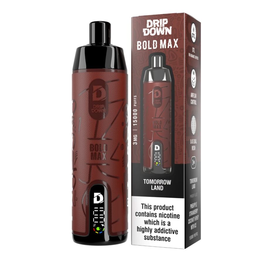 Drip Down Bold Max Original Disposable Vape 15000 Puffs 3mg | Rechargeable | Premium Display With Sleek Design - Image 2