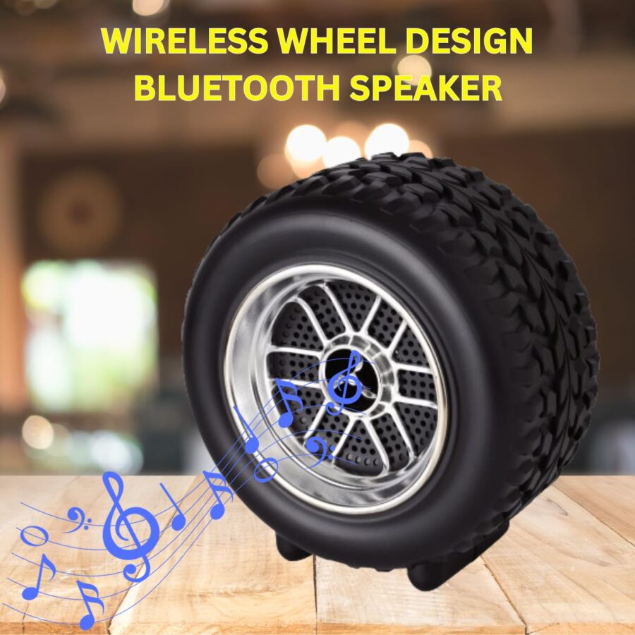 Wheel Shape Bluetooth Speaker | Wireless, Portable, AudioMusic, USB Rechargeable, for Outdoor Events (Random Color)