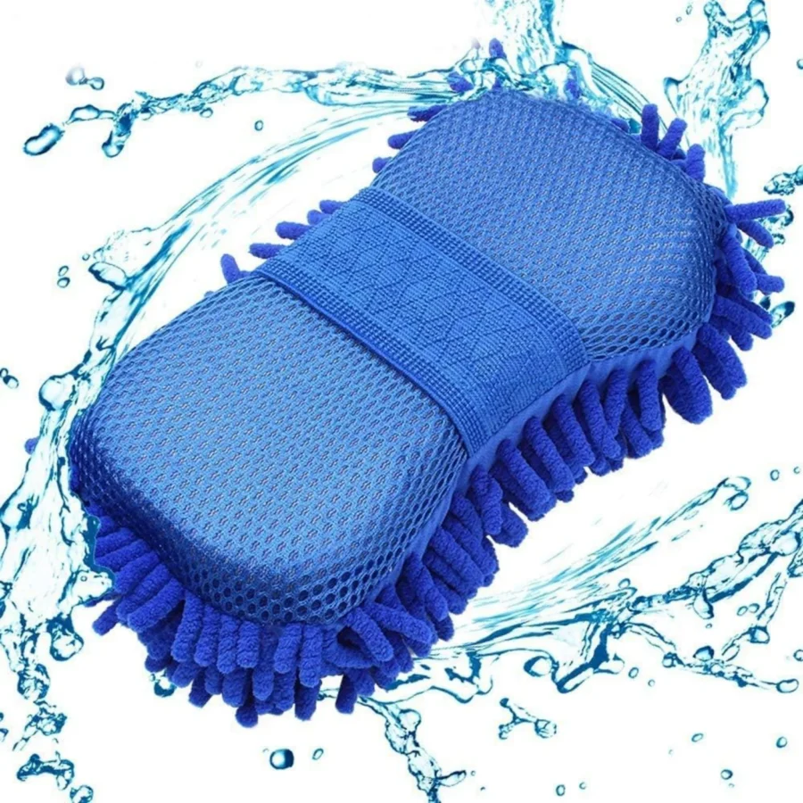 Microfiber Sponge Pad with Grip Handle Multipurpose Microfibre Wash & Dry Cleaning Sponge, 1 Piece - Random Color