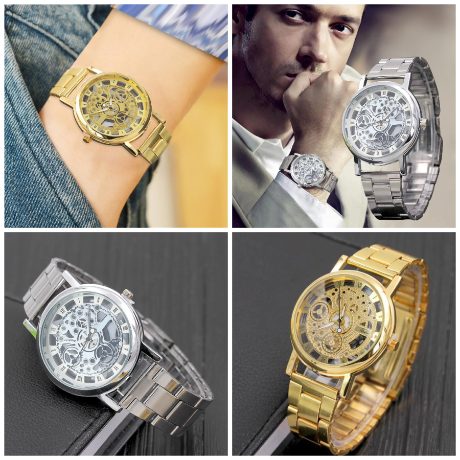 Luxury Stainless Steel Band Casual Skeleton Watch For Men